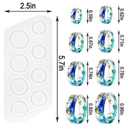 Gartful Resin Ring Silicone Mold, 2PCS Resin Casting Mold for Epoxy, Jewelry Mold for DIY Craft Projects, Rings, Necklaces, Earrings, Pendants, Keychains, Multiple Sizes - style: Ring
