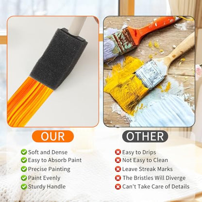Thinp 1" Foam Paint Brushes, 5 Pcs Sponge Paint Brush Lightweight & Durable Foam Brushes Sponge Brush for Painting Craft Staining Varnish Touch Up (Black)