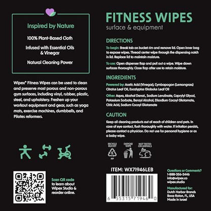 Wipex Gym Cleaning Wipes Bundle – EWG Verified - Get 800 Wipes with (1) Lemongrass & Eucalyptus Bucket & (1) Refill Roll, Plant-Based Fitness Equipment Cloth, Clean Surfaces & Mats