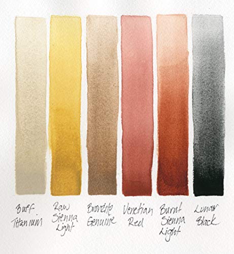 Daniel Smith Hand Poured Watercolor, Half Pans, Earth Set with 6 Watercolor Half Pans, 9 Empty Half Pans, 1 Plastic Travel Case (Total 16 Pieces) 285650002 - style: Earth Set of 6 Colors with 9 Plastic Cases