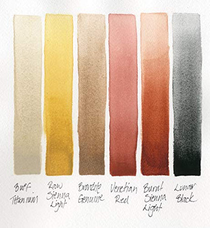 Daniel Smith Hand Poured Watercolor, Half Pans, Earth Set with 6 Watercolor Half Pans, 9 Empty Half Pans, 1 Plastic Travel Case (Total 16 Pieces) 285650002 - style: Earth Set of 6 Colors with 9 Plastic Cases