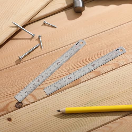 Mr. Pen- Machinist Ruler, 2 Pack, 150mm, Stainless Steel Imperial | Precision Measuring Tool, 0.5mm Graduation for Engineering, Carpentry, Drafting, Office, School - style: 150 mm, 2 Pack
