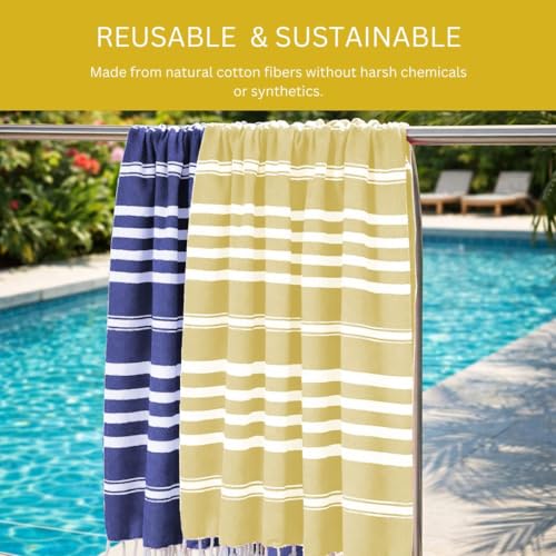 WeWove Turkish Peshtemal Beach Towels Large 39x70 Inch Set of 2-100% Cotton Soft Quick-Drying Absorbent Washable - Versatile for Beach Bath Pool Spa Picnic Travel - Turkish Towels Blue Yellow - color: Blue Yellow