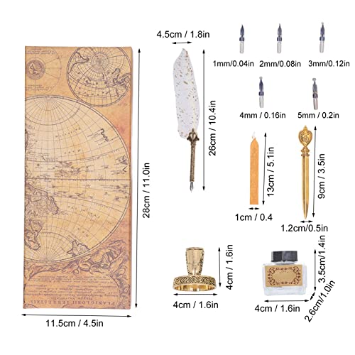 Quill Pen,Feather Pen Set,Retro Calligraphy Quill Pen with 10 Interchangeable Nib and Pen Holder Vintage Dip Ink Pen White Feather Pen for Couples Elders Teachers(White)