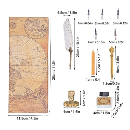 Quill Pen,Feather Pen Set,Retro Calligraphy Quill Pen with 10 Interchangeable Nib and Pen Holder Vintage Dip Ink Pen White Feather Pen for Couples Elders Teachers(White)