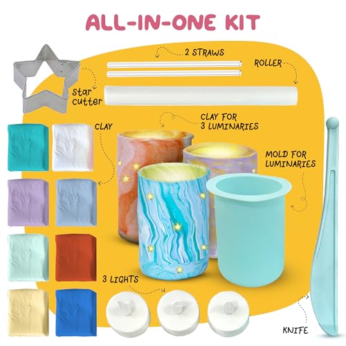 JOiFULi DIY Clay Luminaries Clay Craft Kit Gifts for Kids Girls Boys Teens for Kids Age 8 9 10 11 12