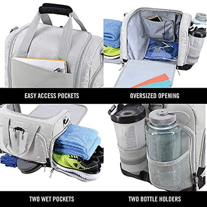 Ultimate Gym Bag 2.0: The Durable Crowdsource Designed Duffel Bag with 10 Optimal Compartments Including Water Resistant Pouch - color: Silver, size: Small (15")