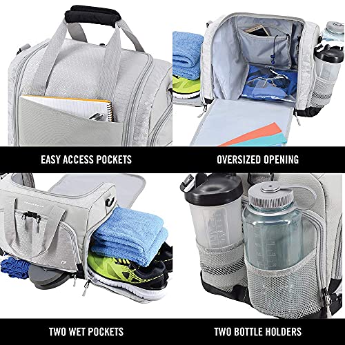 Ultimate Gym Bag 2.0: The Durable Crowdsource Designed Duffel Bag with 10 Optimal Compartments Including Water Resistant Pouch - color: Silver, size: Medium (20")