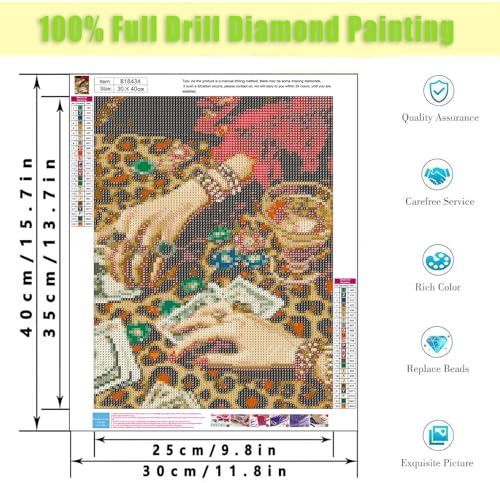 Leopard Diamond Art Kits for Adults,Lucky Diamond Painting Kits 12X16 Inch | 5D Diamond Art Paintings for Beginners,Round Full Drill Diamond Dot Tools Kit,Extra Diamonds,Stress Relief Craft,DIY Gift - color: Poker-0305