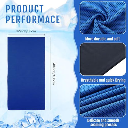 Hosuly 15 Pcs Cooling Towels 40" x 12", Dark Blue, Bright Green, Light Gray - color: Dark Blue, Bright Green, Light Gray