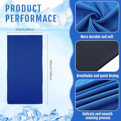 Hosuly 15 Pcs Cooling Towels 40" x 12", Dark Blue, Bright Green, Light Gray - color: Dark Blue, Bright Green, Light Gray