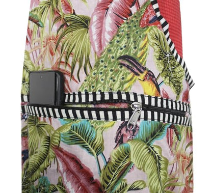 INDIAN CRAFT CASTLE Yoga Mat Bag | Tote Mat Bag | Sling Yoga Tote w/Large Side Pocket & Zipper Pocket | Yoga Mat Carrier Fits Most Size Mats - color: Pink & Green