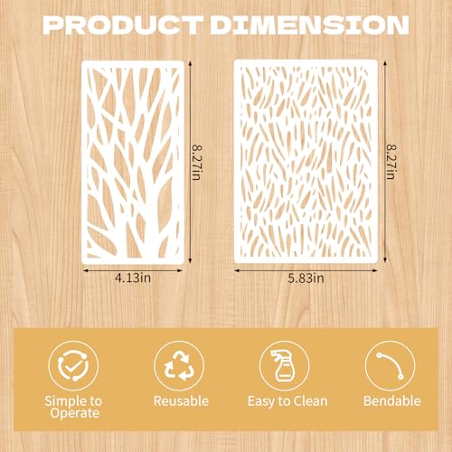 18 Pcs Stencils for Painting Mixed Size Texture Stencils Reusable Designs Featuring Crackle Wood Grain Waves Brick Wall and Bubble Patterns for Painting on Wall Canvas and DIY Projects - style: Style 2