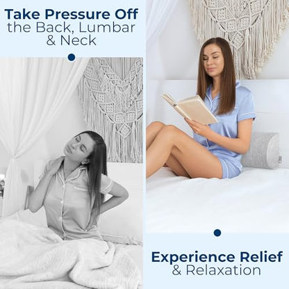 5 STARS UNITED Knee Pillow for Back Sleeping – Half Moon Bolster Pillow for Legs, Under Knee Pillow for Sleeping on Back, Memory Foam Leg Pillow for Back Pain, Arctic Gray