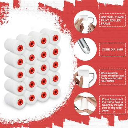 Nuogo 120 Pcs 2 Inch Foam Paint Roller High Density Foam Roller Mini Paint Roller Refills Paint Edger Tool for Walls Brings Smooth Finishes Flat Surfaces - size: 2 Inch