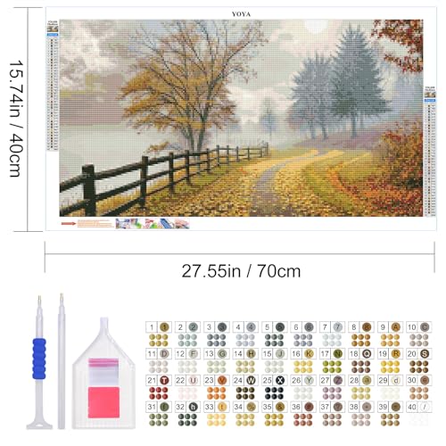 YOYA Large Diamond Art Kits for Adults, Fall Landscape, 27.5 x 15.7 Inch | 5D Large Diamond Painting Kits, DIY Round Full Drill Diamond Art Fall Scene, Diamond Painting Gem Art and Crafts, Home Decor - color: Fall Landscape 020