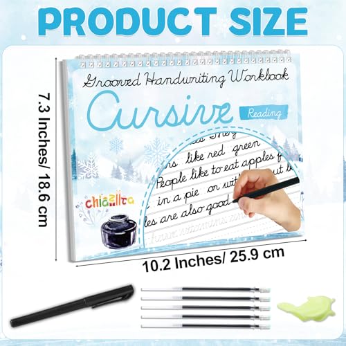 chiazllta Grooved Cursive Handwriting Workbook with Disappearing Ink Pens Magic Reusable Grooved Cursive Writing Practice for Beginners Kids Kickoff Student Workbook Homeschooling Supplies (Reading) - style: Reading