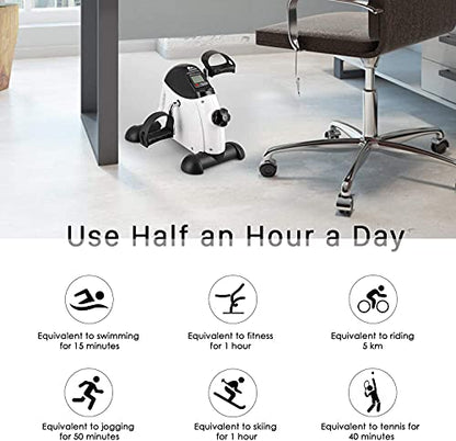 Mini Exercise Bike, himaly Under Desk Bike Pedal Exerciser Portable Foot Cycle Arm & Leg Peddler Machine with LCD Screen Displays - color: White