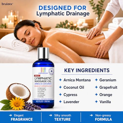 Lymphatic Drainage Massage Oil for Massage Therapy, Arnica & Coconut,8.5 Oz - size: 8.5 Fl Oz (Pack of 1)