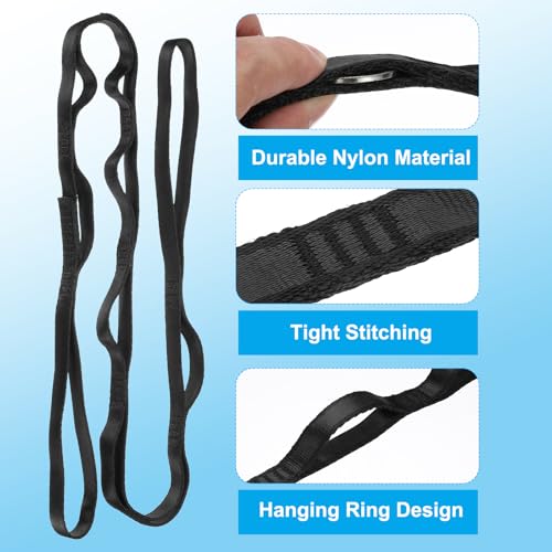 PATIKIL Daisy Chain Straps, Strong Climbing Strap Adjustable Nylon Chain Sling with Loops for Aerial Yoga Hammock Swing - color: Black, size: 51 Inch