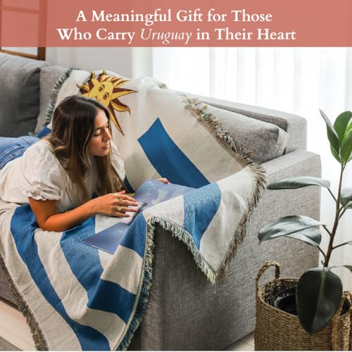 Uruguay Flag Woven Throw Blanket – Woven Not Printed – 50x70 Uruguayan Blanket for Couch, Bed or Wall – Made for Uruguayans Living Abroad - color: Uruguay