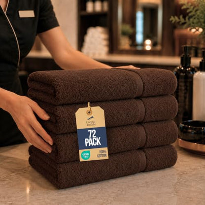 Bulk 72-Pack Professional Salon Spa & Wellness Towels, 16" x 27",Dark Brown - color: Dark Brown, size: 72 Pack