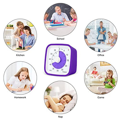 Yunbaoit Visual Timer for Kids, Silent 60-min Countdown Timer, Purple - color: Purple