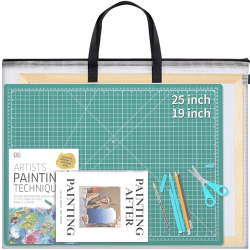 YOPCDJ 25x19 inches Art Portfolio Case, Storage Chart Art Portfolio Bag with Handle, Zippered Storage Folder for Bulletin Board, Poster, Scrapbook, and Keepsake - size: 25 X 19