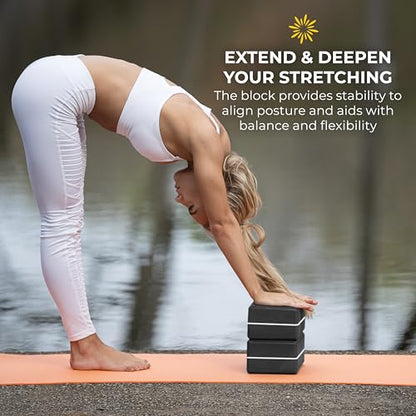 Bulk 4in High Density Striped Yoga Blocks, 10 Pack