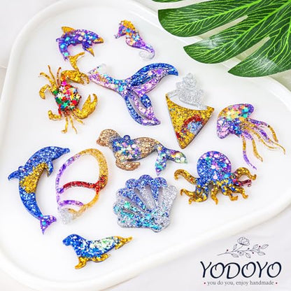 YODOYO Resin Earring Molds 3pcs Ocean Marine Life Jewelry Resin Molds | Jellyfish Shell Starfish Earrings Keychain Silicone Molds for Epoxy UV Resin Necklaces Pendant Jewelry Making Mold