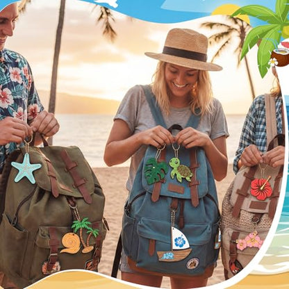 Saypacck 24 Pcs Hawaiian Party Favors Wooden Paint Craft Kits | Summer Tropical Party, Wooden DIY Painting Activity Sets with Organza Bags, Goodie Bag Fillers for Kids Guests - style: Hawaiian