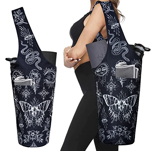 Yoga Mat Bag - Long Tote with Pockets - Holds More Yoga Accessories - Yoga Bag Fit Most Size Mats - Yoga Mat Carrier - color: Boho Witchcraft