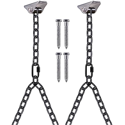 BeneLabel 2Pcs 105" (8.75 ft) Porch Swing Chain with Silent Swing Hanger 1000 LB Capacity Adjustable Bench Swing Chain, Hanging Chair Chain for Hammocks Chairs, Swing Chair - color: Silent Swing Hanger With 105" Black Chain