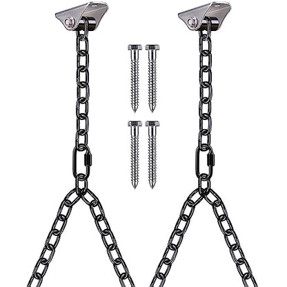 BeneLabel 2Pcs 105" (8.75 ft) Porch Swing Chain with Silent Swing Hanger 1000 LB Capacity Adjustable Bench Swing Chain, Hanging Chair Chain for Hammocks Chairs, Swing Chair - color: Silent Swing Hanger With 105" Black Chain