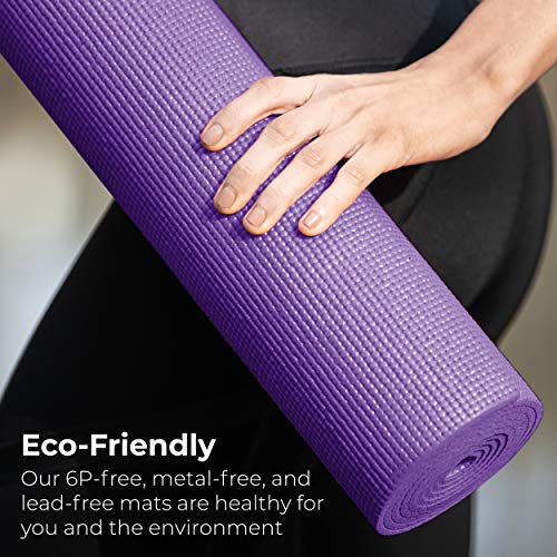 Bulk Yoga Mats, 10 Pack, 4mm Thick, 68x24in | Bulk Non Slip Exercise Mats for Workout, Stretching, Fitness - Wholesale Non Toxic Gym Mats for Home, Schools and Studios - color: Purple