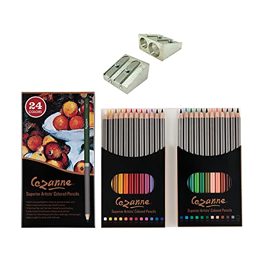 Jerry's Artarama Cezanne Superior Artists’ Colored Pencils - Set of 24 artist-quality Color Pencil, Perfect for Coloring, Easy to Sharpen Hardwood Pencils with Included Sharpener, Ideal for Drawing - size: 24 Count (Pack of 1)