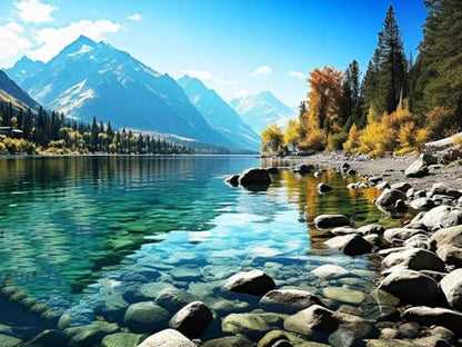 Shouruihua Diamond Painting Kits for Adults, Glacier Park Diamond Art Kit | Landscape, Gem Art, Diamond Dotz Kits, Scenery, Diamond Dots, Full Round Drill Diamond Painting Kits for Adults, 15.7x11.8 in - color: Glacier Park