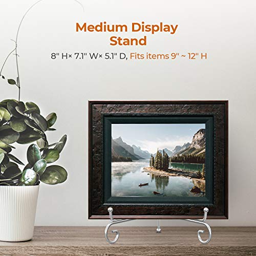 TR-LIFE Plate Stands for Display - 8 Inch Holder + Metal Easel Stand for Picture Frame, Decorative Plates, Photo, Book, Collectibles (Silver 2 Pack) - size: 8 Inch