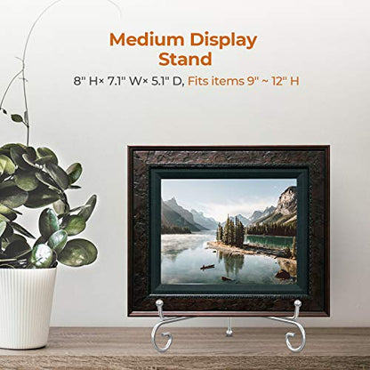 TR-LIFE Plate Stands for Display - 8 Inch Holder + Metal Easel Stand for Picture Frame, Decorative Plates, Photo, Book, Collectibles (Silver 2 Pack) - size: 8 Inch