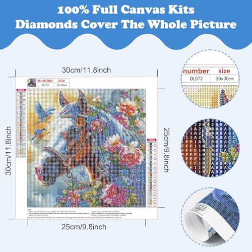 SENQAO 5D Diamond Painting Kits for Adults, Horse Diamond Art Kits for Adults Beginners - DIY Full Drill Round Diamond Dot Gem Art, Craft Gift Suitable for Home Wall Decoration 12×12 inch - color: horse