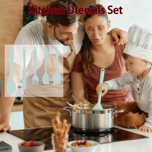 6 Pieces Silicone Spatula Set, Food Grade Silicone Scraper Spatulas Heat Resistant Kitchen Utensils Brush BPA-free Spatula for Scraping, Cooking, Mixing, Baking
