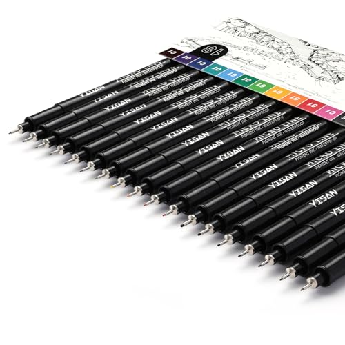 YISAN 18-Pack Colored Drawing Markers for Artists,Fineliner Pens,Micro-line Pens,11 Waterproof Archival Ink Colors Felt Tip & 7 Black,70344 - color: Multicolor, size: 1 Count (Pack of 18)