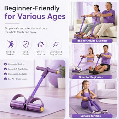 Upgraded 6-Tube Pedal Resistance Band Set with Handles & 3-Pack Figure 8 Exercise Bands, Multifunction Tummy Trimmer Sit Up Pull Rope for Full Body Home Gym Workout, Men Women Fitness Equipment