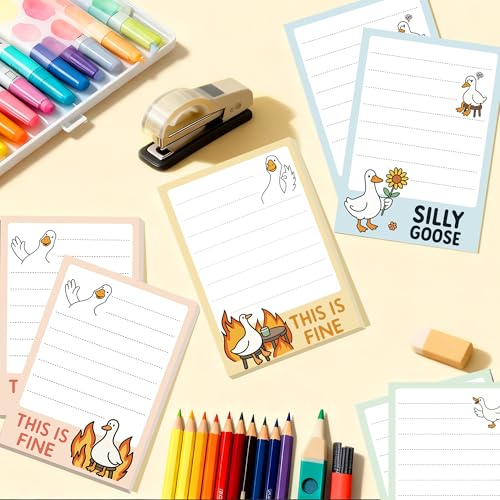 Goose Sticky Notes Gifts – 12 Pads Silly Office Gifts for Coworkers | Funny Post It Notes, 600 Sheets 3.6 x 2.4 Inch Novelty Silly Notepads, Goose Self-Stick Memo Pads for Office, School, Desktop - color: 12pcs Goose