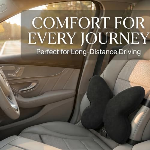 Butterfly Lumbar Support Pillow for Car and Chair, Black - color: Black-1
