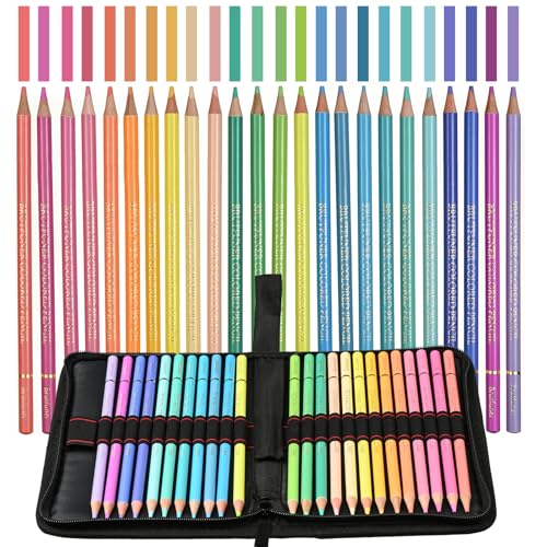 Pastel Pencils,Oil Based Wooden Macaron Colored Pencil Set for Adults Coloring Books Drawing Sketching Art Supplies - color: Pastel