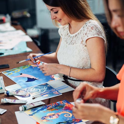 Nezyo 12 Sets Paint by Numbers with Frame, Ocean Animals Canvas 8x8 Inch | DIY Acrylic Number Painting for Beginners, Sea Life Designs, Includes Brushes Paints, Party Classroom Birthday Gift - style: Sea Creatures