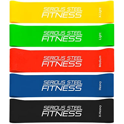 Serious Steel Fitness Mini Resistance Loop Bands | Rehab and Prehab Stretch Bands | 12" Exercise Workout Bands (Sets of 5 Pack and Sets of 10 Pack Trainer Options Available!) - color: 12" x 3" (WIDE) Mini Bands