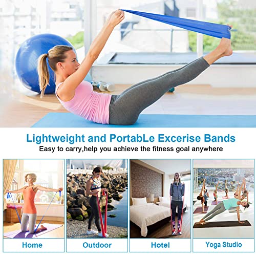 Resistance Bands Set, 3 Pack Professional Latex Elastic Bands for Home or Gym Upper & Lower Body Exercise, Physical Therapy, Strength Training, Yoga, Pilates, Rehab, Blue & Purple & Pink