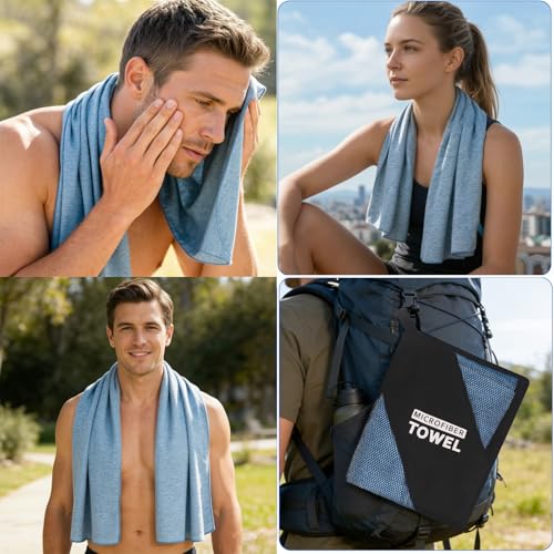 2 Pack Camping Towel S Microfiber Quick Dry Lightweight Towels for Travel Beach Hiking Swimming Pool Backpacking Hot Yoga(Blue, 2 Pack S(15.5X31 Inch) - color: Blue, size: 2 Pack S(15.5X30 Inch